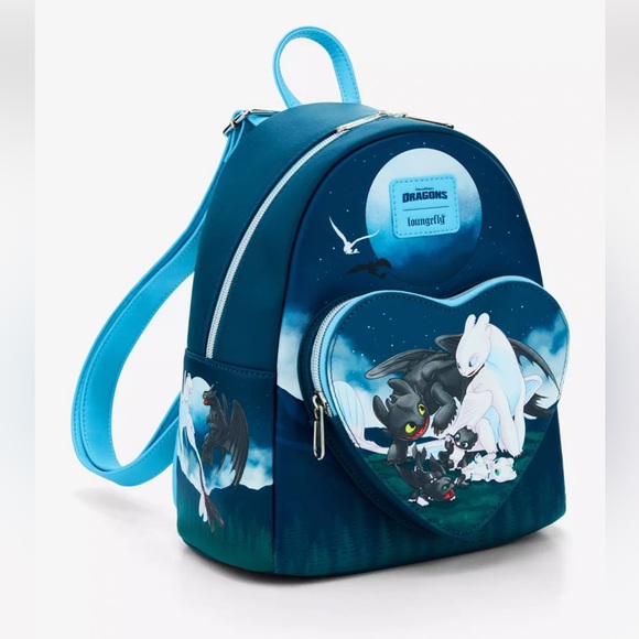 Loungefly How To Train Your Dragon Toothless & Light Fury Babies Mini Backpack - Picture 2 of 4